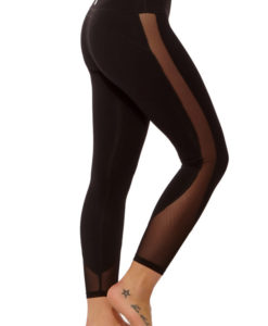 Form Fitting Leggings with Side Mesh and Double Band-Grey - prjon