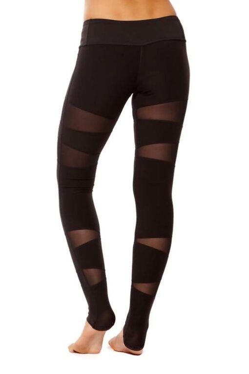 Form Fitting Leggings with Mesh Vector Panels-Grey