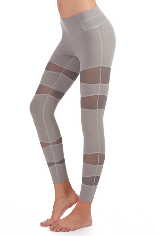 Form Fitting Leggings with Mesh Vector Panels-White