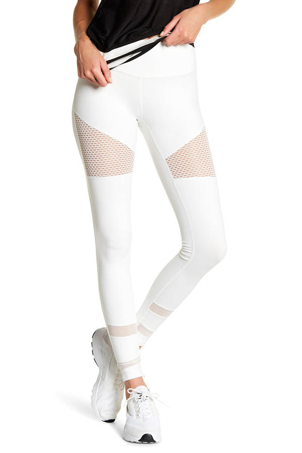 Form Fitting Leggings with Side Mesh and Double Band - prjon